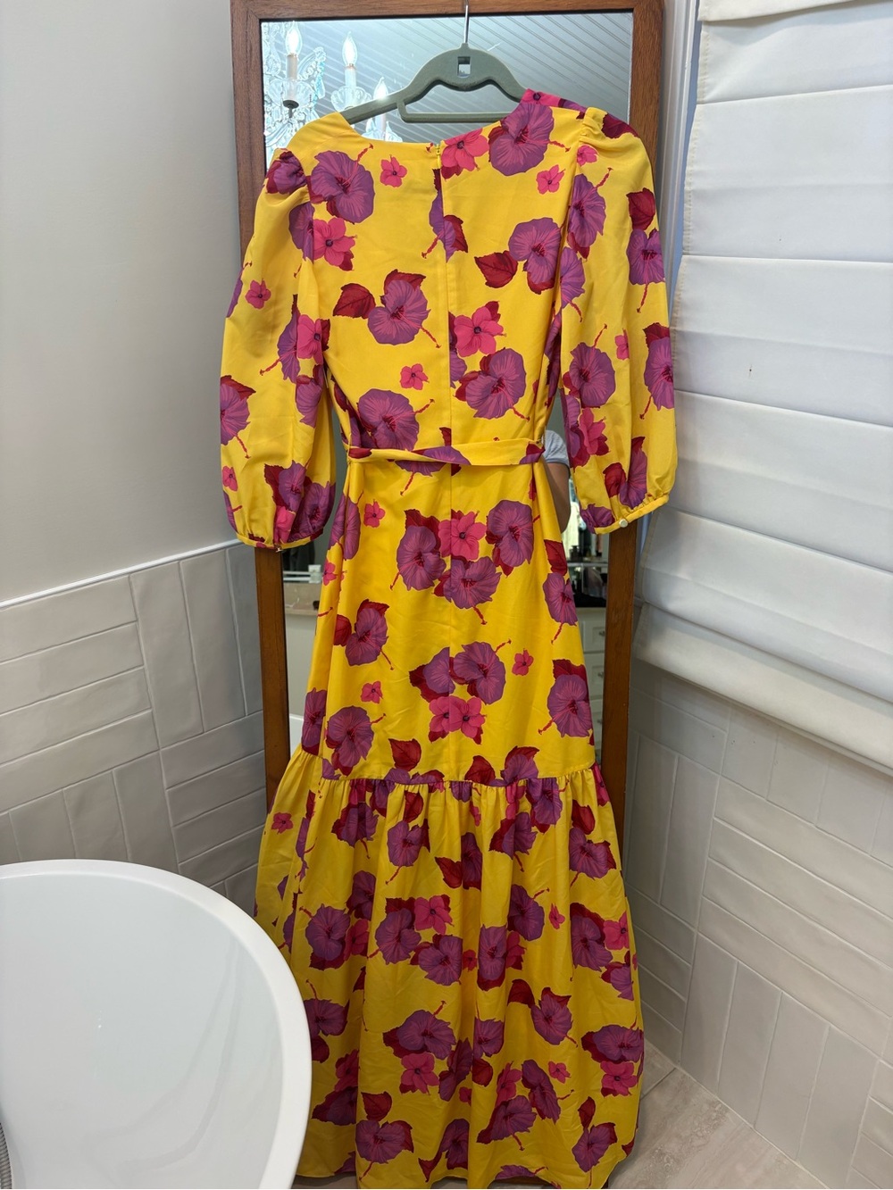 NWT Borgo De Nor Salma Yellow Maxi Dress with Pink Floral Print size 2 - Picture 9 of 9